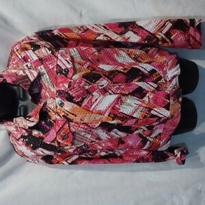Notations Pink and multicolor shiny Long Sleeve button up Size medium